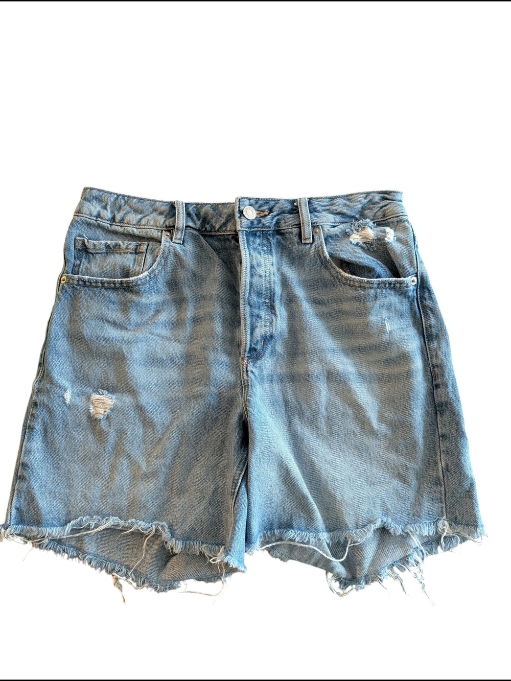 Dynamite Light Blue Distressed Jean Shorts